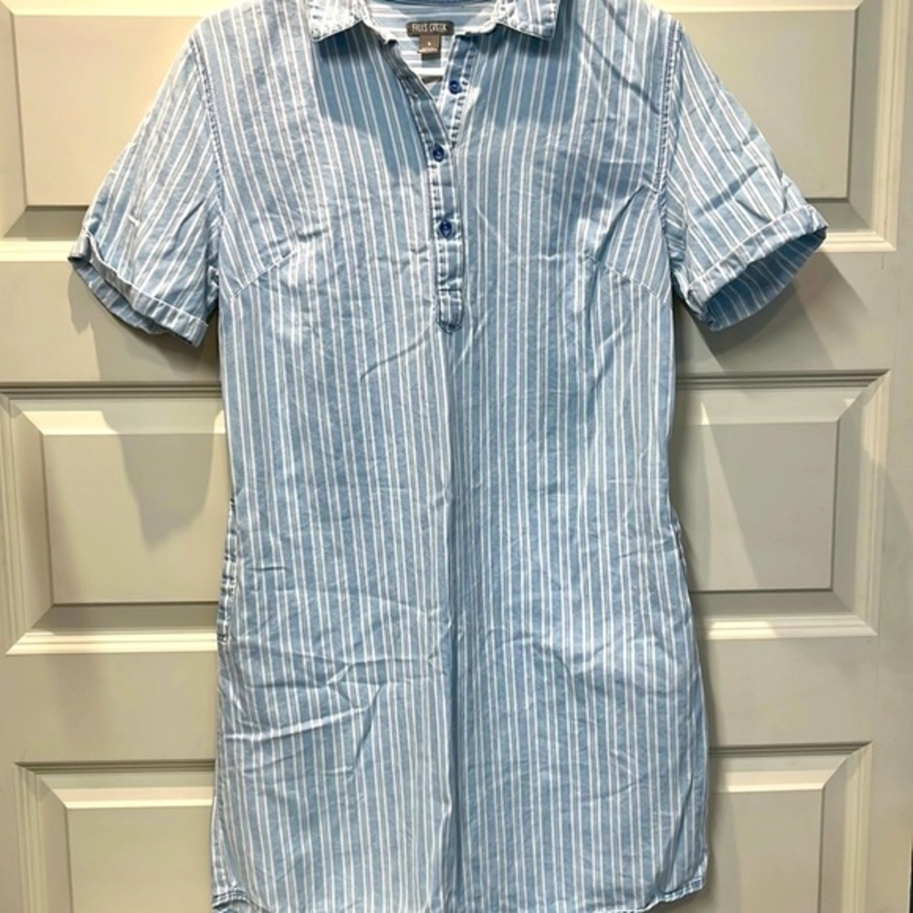 Denim striped chambray dress‎ with pockets size small